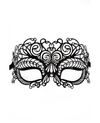 Masque vénitien Giulia rigide noir avec strass  